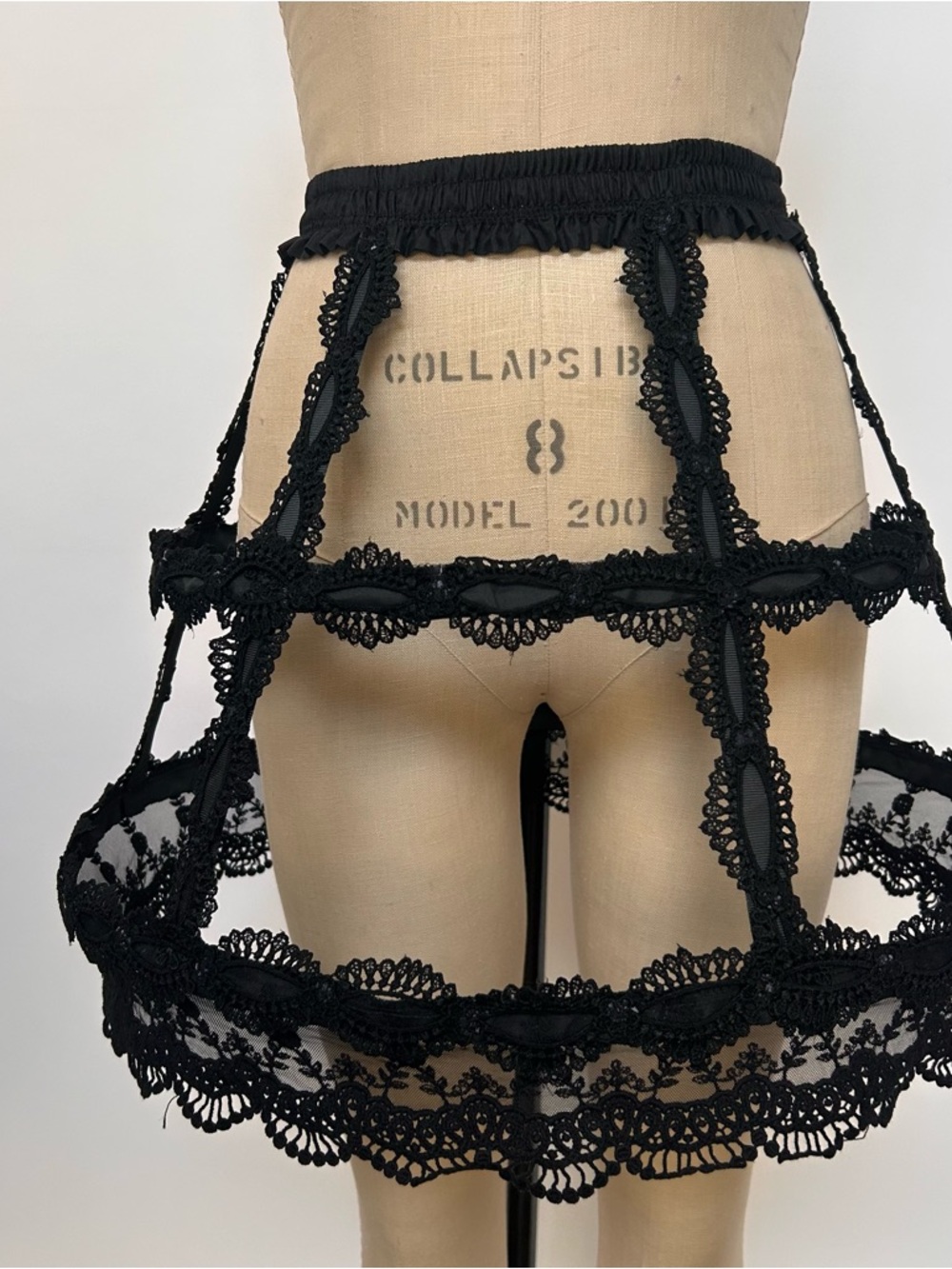 Victorian Black Lace Cage Petticoat Skirt